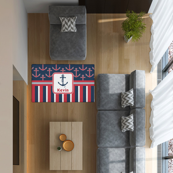 Nautical Anchors & Stripes 3'x5' Indoor Area Rugs - IN CONTEXT