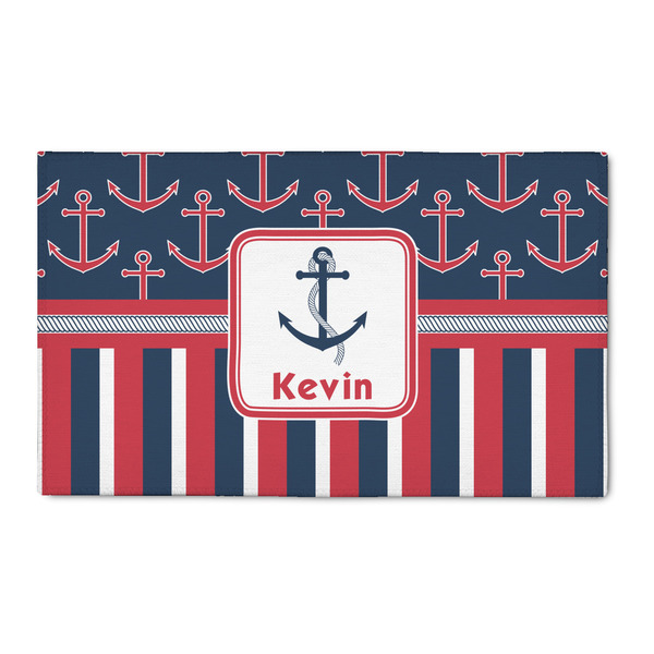 Custom Nautical Anchors & Stripes 3' x 5' Patio Rug (Personalized)