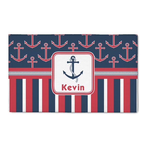 Custom Nautical Anchors & Stripes 3' x 5' Patio Rug (Personalized)