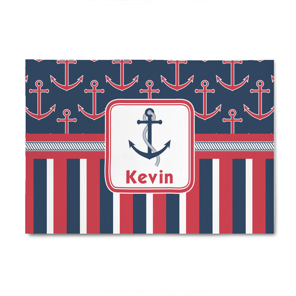 Custom Nautical Anchors & Stripes 4' x 6' Patio Rug (Personalized)