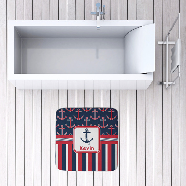 Nautical Anchors & Stripes 48x48 Foam Memory Mat - LIFESTYLE