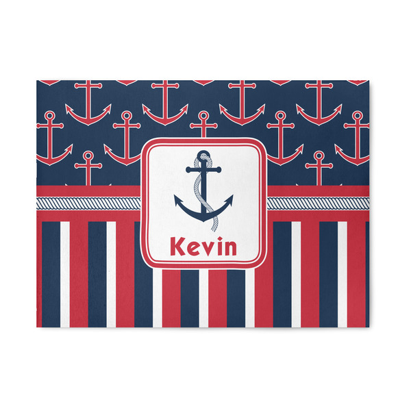 Custom Nautical Anchors & Stripes 5' x 7' Patio Rug (Personalized)