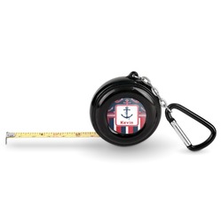 Nautical Anchors & Stripes Pocket Tape Measure - 6 Ft w/ Carabiner Clip (Personalized)