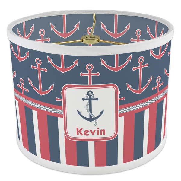 Nautical Anchors & Stripes 8" Drum Lampshade - ANGLE Poly-Film