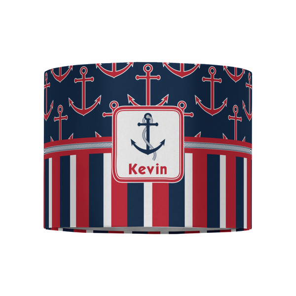 Nautical Anchors & Stripes 8" Drum Lampshade - FRONT (Fabric)