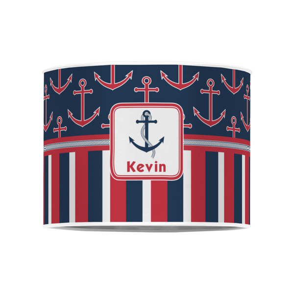 Nautical Anchors & Stripes 8" Drum Lampshade - FRONT (Poly Film)