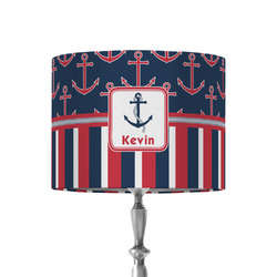 Nautical Anchors & Stripes 8" Drum Lamp Shade - Fabric (Personalized)