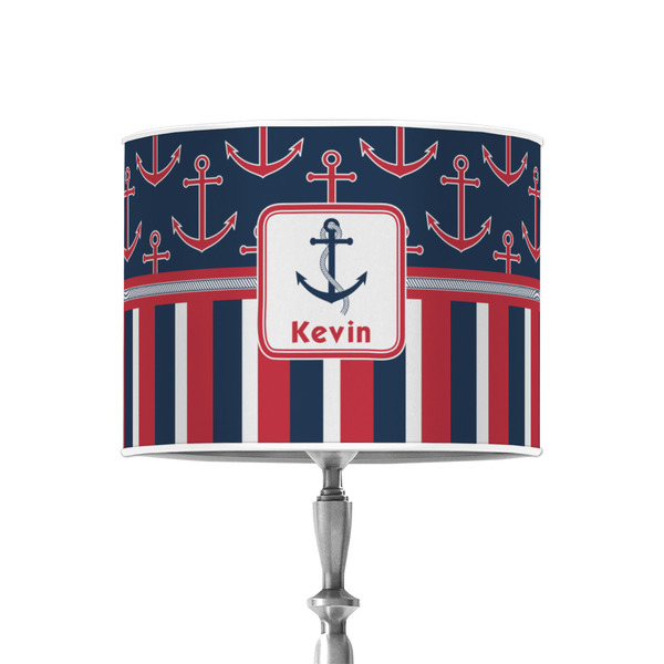 Custom Nautical Anchors & Stripes 8" Drum Lamp Shade - Poly-film (Personalized)
