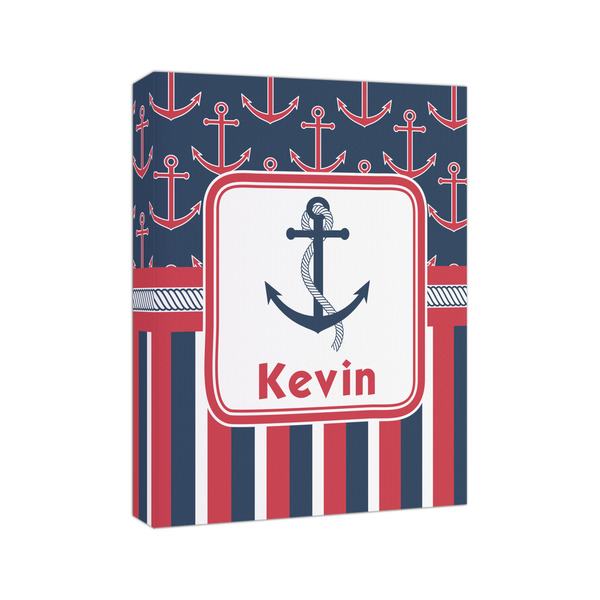 Nautical Anchors & Stripes 8x10 - Canvas Print - Angled View