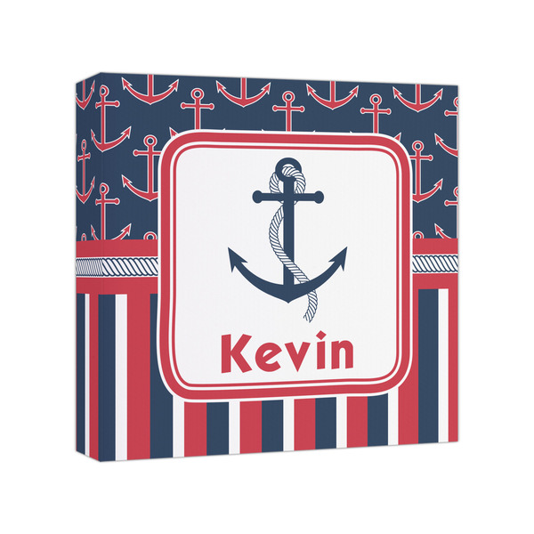 Custom Nautical Anchors & Stripes Canvas Print - 8x8 (Personalized)