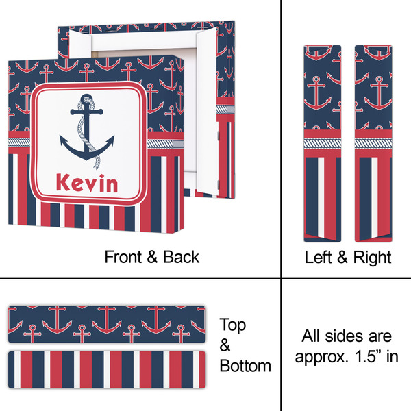 Nautical Anchors & Stripes 8x8 - Canvas Print - Approval