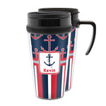 Nautical Anchors & Stripes Acrylic Travel Mug (Personalized)