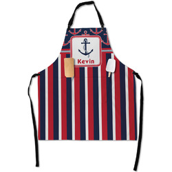 Nautical Anchors & Stripes Apron With Pockets w/ Name or Text