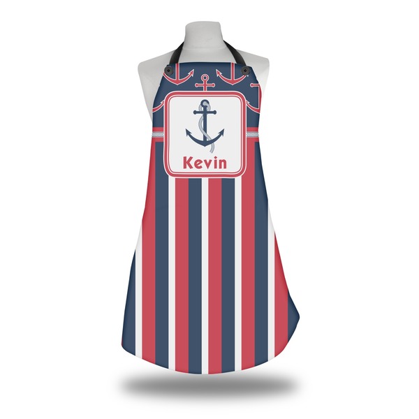 Custom Nautical Anchors & Stripes Apron w/ Name or Text
