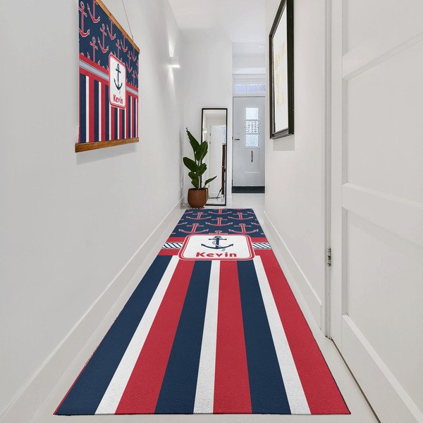 Nautical Anchors & Stripes Area Rug Sizes - In Context (vertical)