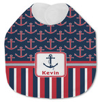 Nautical Anchors & Stripes Jersey Knit Baby Bib w/ Name or Text