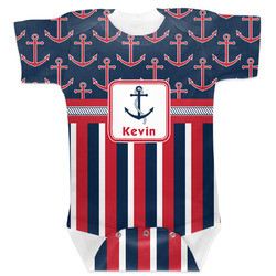Nautical Anchors & Stripes Baby Bodysuit 0-3 w/ Name or Text