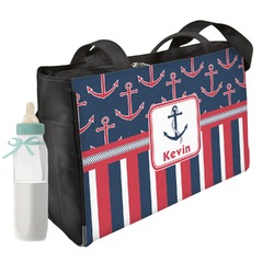 Nautical Anchors & Stripes Diaper Bag w/ Name or Text