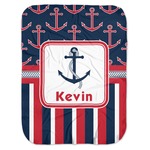 Nautical Anchors & Stripes Baby Swaddling Blanket (Personalized)