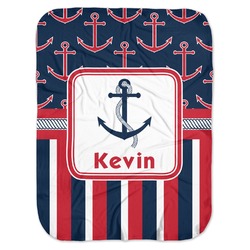 Nautical Anchors & Stripes Baby Swaddling Blanket (Personalized)