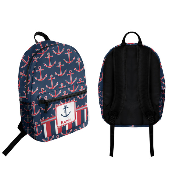 Nautical Anchors & Stripes Backpack front and back - Apvl