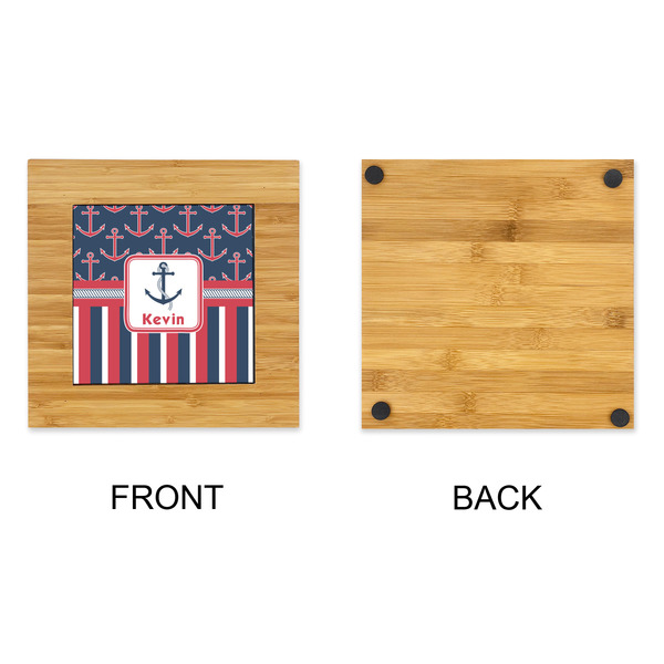 Nautical Anchors & Stripes Bamboo Trivet with 6" Tile - APPROVAL