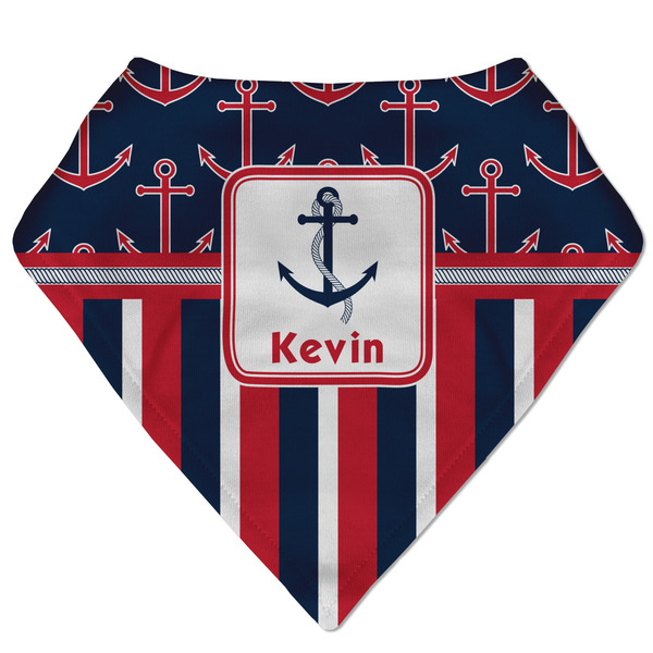 Custom Nautical Anchors & Stripes Bandana Bib (Personalized)
