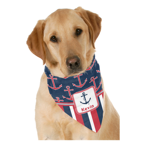 Custom Nautical Anchors & Stripes Dog Bandana Scarf w/ Name or Text