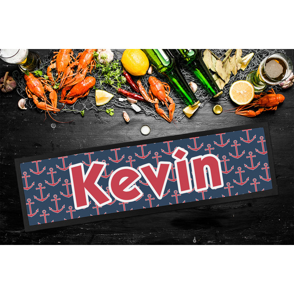 Nautical Anchors & Stripes Bar Mat - Large - LIFESTYLE