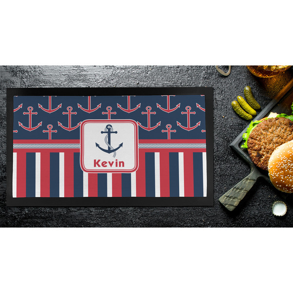 Nautical Anchors & Stripes Bar Mat - Small - LIFESTYLE