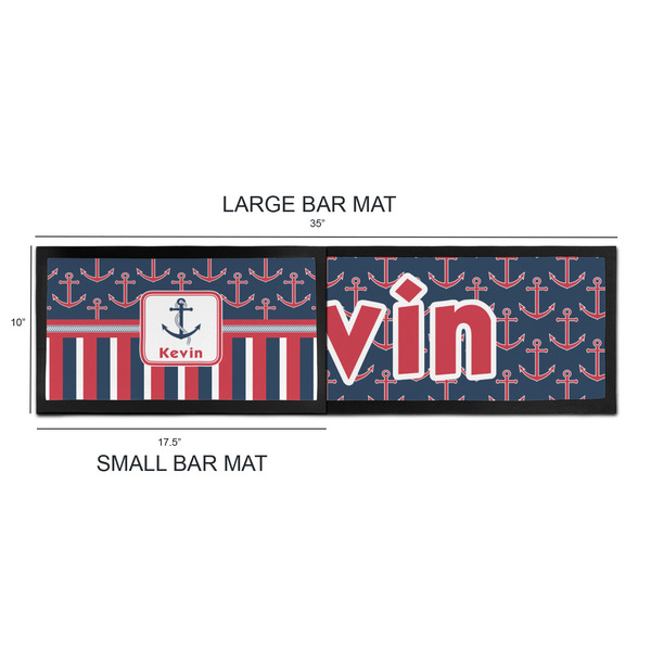 Nautical Anchors & Stripes Bar Mats - Sizing Chart