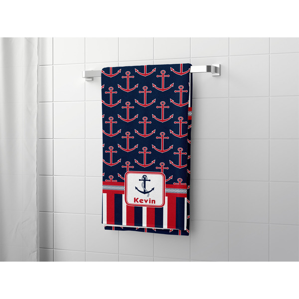 Nautical Anchors & Stripes Bath Towel - LIFESTYLE