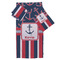 Nautical Anchors & Stripes Bath Towel Set - 3 Pcs (Personalized)
