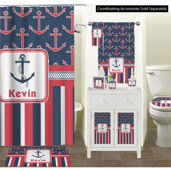 Nautical Anchors & Stripes Bathroom Scene