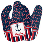 Nautical Anchors & Stripes Baby Bib w/ Name or Text