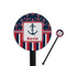 Nautical Anchors & Stripes Black Plastic 5.5" Stir Stick - Round - Closeup
