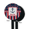 Nautical Anchors & Stripes Black Plastic 5.5" Stir Stick - Single Sided - Round - Front & Back