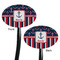 Nautical Anchors & Stripes Black Plastic 7" Stir Stick - Double Sided - Oval - Front & Back