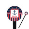 Nautical Anchors & Stripes Black Plastic 7" Stir Stick - Round - Closeup