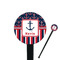 Nautical Anchors & Stripes 7" Round Plastic Stir Sticks - Black - Single Sided (Personalized)