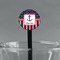 Nautical Anchors & Stripes Black Plastic 7" Stir Stick - Round - Main