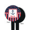 Nautical Anchors & Stripes Black Plastic 7" Stir Stick - Single Sided - Round - Front & Back