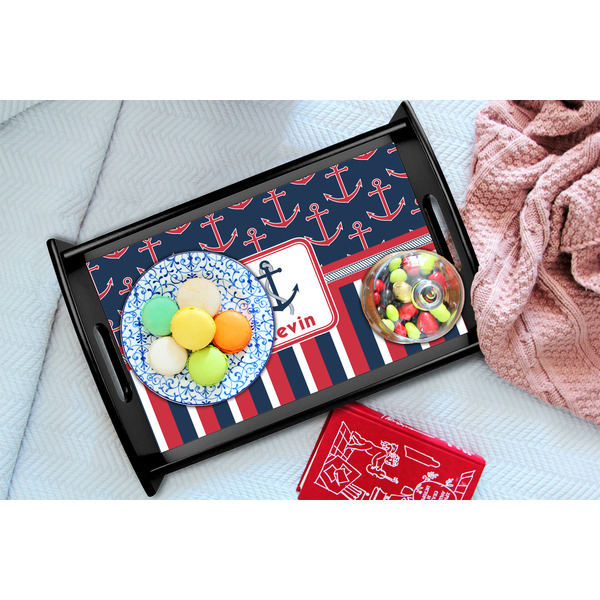 Nautical Anchors & Stripes Black Tray - Lifestyle (UPDATED)