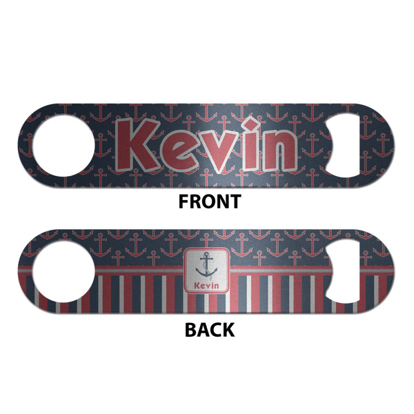 Nautical Anchors & Stripes Bottle Opener - Front & Back