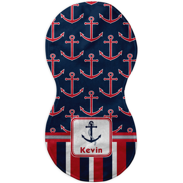 Nautical Anchors & Stripes Burp Peanut Shaped Flat