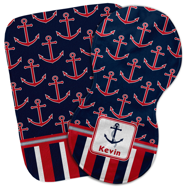 Custom Nautical Anchors & Stripes Burp Cloth (Personalized)