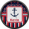 Nautical Anchors & Stripes Cabinet Knob - Black - Front