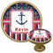 Nautical Anchors & Stripes Cabinet Knob - Gold - Multi Angle