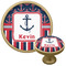 Nautical Anchors & Stripes Cabinet Knob - Gold (Personalized)
