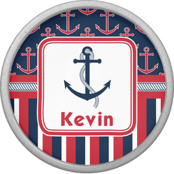 Nautical Anchors & Stripes Cabinet Knob (Silver) (Personalized)